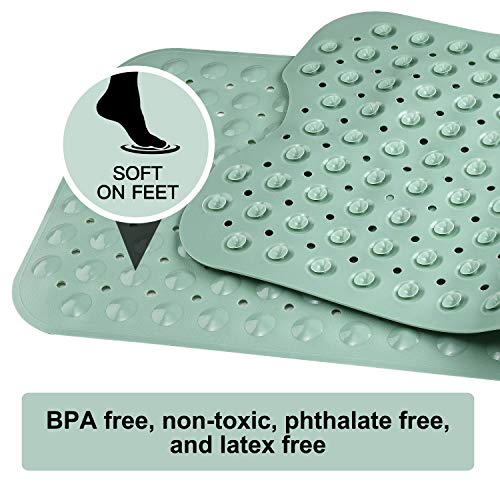 YINENN Bath and Shower Safety Mats 40x16 inch, Non Slip with Suction Cups for Bathroom Stall and Tub Floor, Extra Large and Machine Washable, Drain Holes Keep Bathtub Clean, Light Green - color: Light Green