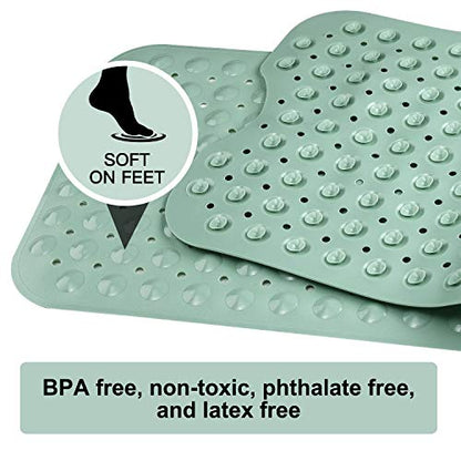 YINENN Bath and Shower Safety Mats 40x16 inch, Non Slip with Suction Cups for Bathroom Stall and Tub Floor, Extra Large and Machine Washable, Drain Holes Keep Bathtub Clean, Light Green - color: Light Green