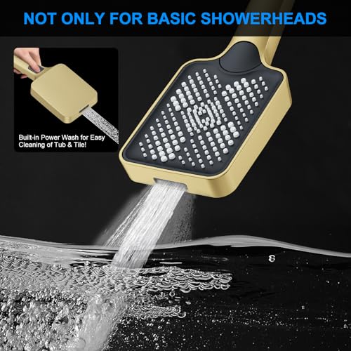 Shower Faucet Set, 12" Ceiling Mount Rainfall Shower System with 2 Rain Shower Head and Multi-function Handheld Head Push Button Diverter Shower Faucet Trim Kit (12", Brushed Gold) - color: Brushed Gold, style: 12"-Ceiling-01