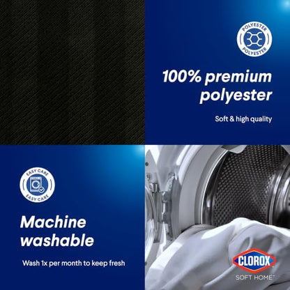 Clorox 2-in-1 Bathroom Shower Curtain Liner, Durable Fabric, Weighted Magnets for Bath Water Control, Washable Premium Quality, Modern - 72" x 72" Black - color: Black - Standard