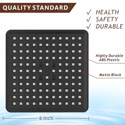 High Pressure Rain Shower Head with 11'' Extension Arm - High Flow Rainfall Showerhead - Luxury Modern Look - Pressure Boosting (Square, Brushed Nickel) - color: Matte Black, style: 6" Square