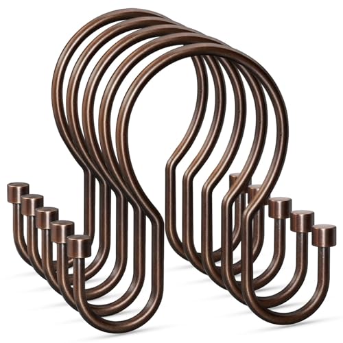 24 Pack Shower Curtain Hooks, Simple Shower Curtain Rings, Sturdy Shower Curtain Hangers, Double Hook Shower Curtain Hooks, Smooth Gliding Metal Shower Hooks for Shower Curtain, Bronze - color: Bronze, size: 24 Pack