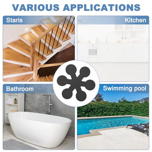 PATIKIL 20 Pcs Non Slip Bathtub Stickers, Anti Slip Shower Stickers with Scraper Bathroom Shower Floor Decals Snowflake Shape Cute Treads Tubs, Black - color: Black