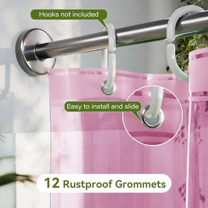 Pink Shower Curtain Liner 72x72, 2 Pack Lightweight Waterproof PEVA Plastic Transparent Shower Curtain for Bathroom with 3 Strong Magnets and 12 Rustproof Grommets - color: Clear Pink, size: 72"W x 72"L (Pack of 2)