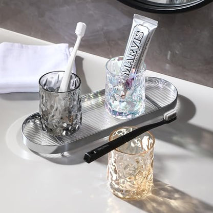 Toothbrush Holders for Bathrooms,Clear Glass Toothbrush and Toothpaste Holder,Bathroom Tumbler and Mouthwash Cup,Bathroom Storage Cup for Tooth Brush,Makeup Brush (Brown) - color: Brown