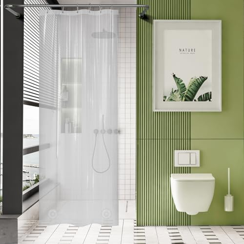 AmazerBath Long Stall Shower Curtain 36x84 Inches, Walk in Shower Curtain Plastic, Clear Shower Stall Curtain Heavy Duty Thick PEVA, Narrow Curtain with 2 Weighted Stones and 6 Grommet Holes - color: 8g Clear, size: 36"W x 84"L (Pack of 1)