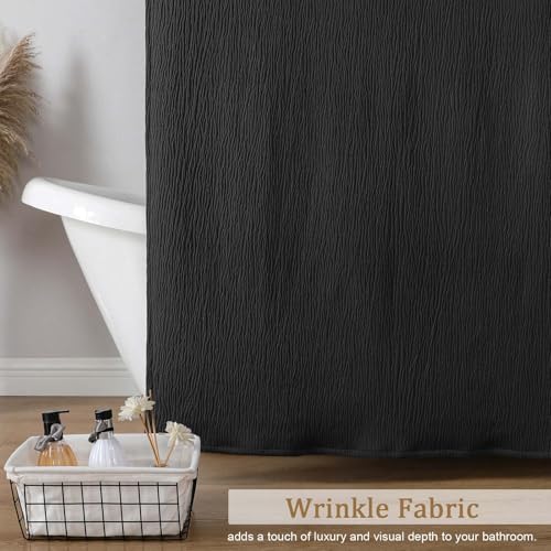 Aiyufeng 3D Textured Black Shower Curtain for Bathroom, Fabric Shower Curtain Soft Cloth & Hotel Spa Quality, Luxury Boho Bathroom Curtains, Machine Washable, Black, 72x72 Inches - color: Black, size: 72"W x 72"L (Pack of 1)