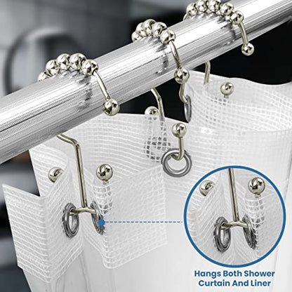 Utopia Bedding Double Glide Shower Curtain Hooks, 12 Pack, Nickel | Premium rust-resistant shower curtain rings provide reliable performance in bathrooms, guest rooms, and hotels - color: Nickel