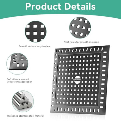 Drain Hair Catcher for Bathroom Sink,4.8" Stainless Steel and Silicone Shower Drain Covers Suitable for Drains and Bathroom Floors 2 Pack (2, Matte Black) - color: Matte Black