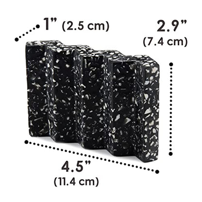 Tapeera Zig Zag Terrazzo Stone Soap Dish for Bathroom Sink - Concrete Soap Saver for Bar Soap Holder for Shower - Sponge Holder - Self Draining Soap Dish Holder - Kitchen Soap Tray (Black) - color: Black