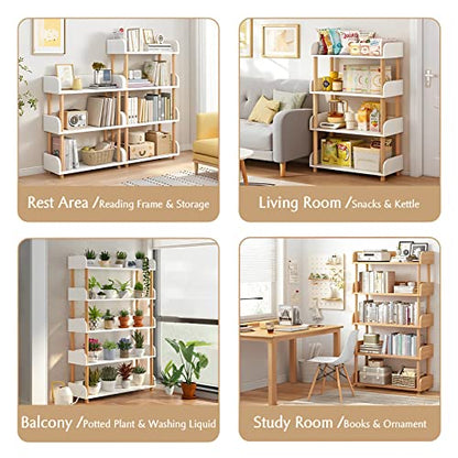 OSCHF 3-Tier Wooden Open Bookcase, Warm White | Modern Display Bookshelf with Top Edge, Solid Wood Frame, Home and Office Storage - color: Warm White, size: 3-tier