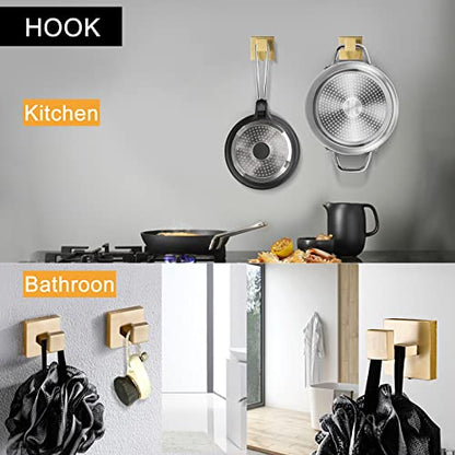 5-Piece Bathroom Hardware Set 23.6 Inch Gold Towel Bar Set Towel Bar Towel Ring Coat Hook and Toilet Paper Holder with Shelf Wall Mounted Stainless Steel Bathroom Accessories Set - color: Gold