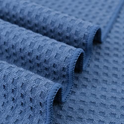 POLYTE Ultra Premium Microfiber Kitchen Dish Hand Towel Waffle Weave, 8 Pack (16x28 in, Blue) - color: Blue, size: 16x28 in