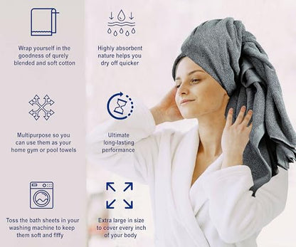 Bliss Casa Jumbo Bath Sheet 2-Pack — 35″×70″ Oversized Cotton Bath Sheets, Ultra-Soft & Highly Absorbent – Quick-Dry, Hotel-Quality & Durable - color: Dark Gray, size: 2 Pack Bath Sheet
