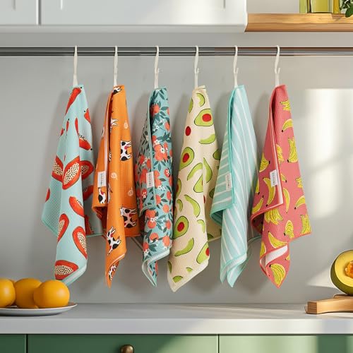 RECYCO Waffle Kitchen Towel Set of 2 - Quick Dry Microfiber Sustainable Dish Towels - Ultra Absorbent Reusable Cleaning Tea Towels - Lightweight Hand Towels,16”x 28”, Cuddly Cats - color: Cuddly Cats
