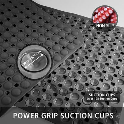 SELIBRE Rubber Bath Mat, 36 x17” TPR Black Tub Mats with 198+ Suction Cups, Bath Mat for Elderly/Kids, Machine Washable & Fast Drainage, Foot Massage Design (Black, Extra Large) - color: Black