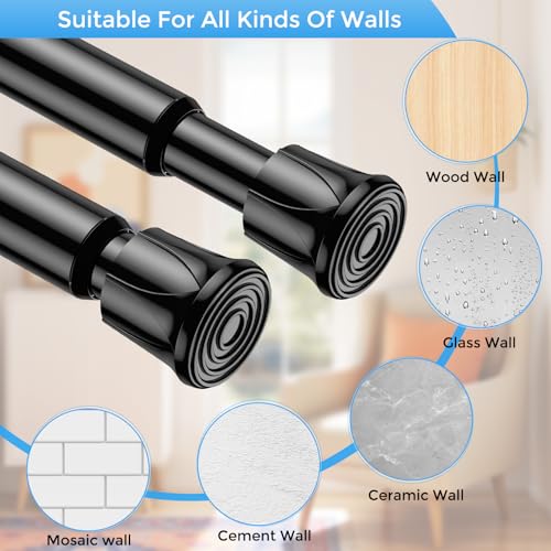 6 Pack Spring Tension Curtain Rod 8 to 12.5 Inch, DIY Mini Tension Rods No Drill for Slim Window Cupboard Closet Sidelights, Black - color: Black, size: 8" to 12.5"-6Pcs