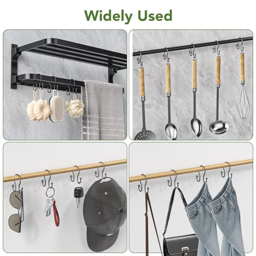Goowin Shower Curtain Hooks, Simple Shower Curtain Rings, Sturdy Shower Curtain Hangers, Double Hook Black Shower Curtain Hooks, Smooth Gliding Metal Shower Hooks for Shower Curtain (Black, 12 Pack) - color: Black, size: 12 Pack