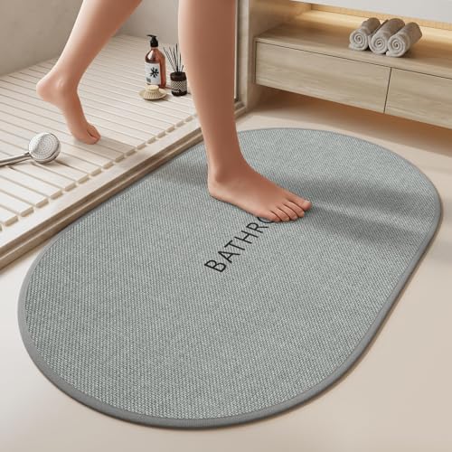 Bath Mat Non Slip,Quick Dry Bathroom Rug Under Door,24"x36",Grey | Absorbent Washable Rubber Backing Bath Rug Shower Mat Bathroom Floor Mat for Sink Bathtub Beside Shower Entrance - color: Grey, size: 24" x 36"
