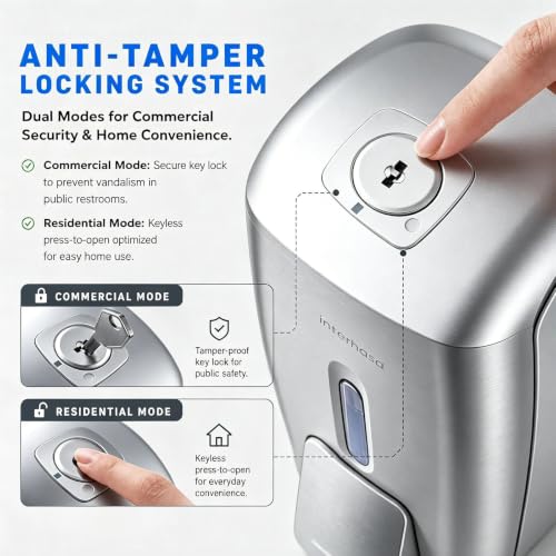 interhasa! Commercial Hand Soap Dispenser Wall Mount | Dual-Lock Design, ABS Liquid & Gel Hand Sanitizer Dispenser for Bathroom & Commercial Restaurant, 28oz/800ml - color: Silver