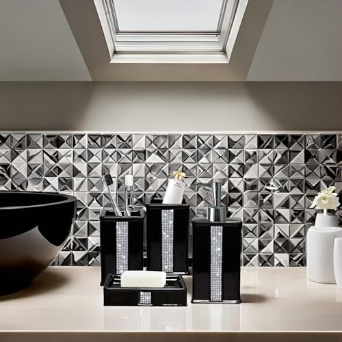 Bath Accessories Sets for Bathroom,Black Bathroom soap Dispenser Set,Ceramic Liquid Dispenser Pump, 2 Tumbler Cup,Soap Dish-Bathroom Home Decor Clearance (12 Ounce Black) - size: 12 Ounce Black