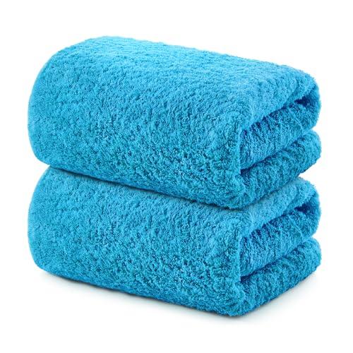 REDKISS 2 Piece Luxury Bath Towel Set - 31x62 inch Oversized Thick Bath Sheets, 100% Cotton, 900 GSM, Super Soft, Highly Absorbent, Quick Dry Large Shower Towels for Bathroom, Pool, Gym, Spa, Blue - color: Peacock Blue, size: Bath Towel Set of 2