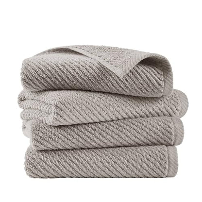 Madison Park 100% Zero Twist Cotton 4 Piece Bathroom Hand Towels, Grey | 18" x 28" Bath Hand Towels, 500 GSM Diagonal Ribbed, Soft, Quick Dry, Highly Absorbent, Durable, Modern, OEKO TEX - color: Grey, size: 4 Piece Hand Towel Set