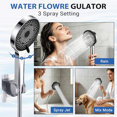 Shower Head, Rain Shower Head with Handheld Spray Combo, 8 Inch Adjustable High Pressure Rainfall Shower Head, Dual Showerhead Set with Extension Arm - color: Sliver, size: 8 Inch