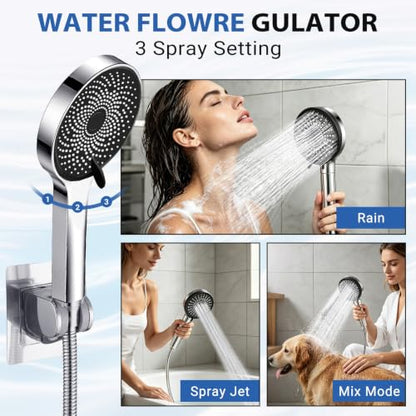 Shower Head, Rain Shower Head with Handheld Spray Combo, 8 Inch Adjustable High Pressure Rainfall Shower Head, Dual Showerhead Set with Extension Arm - color: Sliver, size: 8 Inch