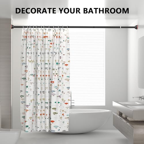 Shower Curtain Rod 27-79 Inches, Adjustable Tension Shower Rod No Drilling, No Slip, Spring Tension Curtain Rod for Bathroom Kitchen Closet Windows - Black - color: Black
