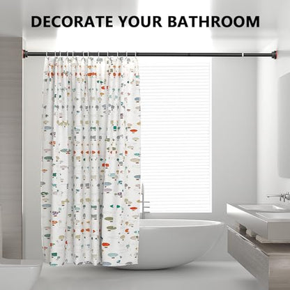 Shower Curtain Rod 27-79 Inches, Adjustable Tension Shower Rod No Drilling, No Slip, Spring Tension Curtain Rod for Bathroom Kitchen Closet Windows - Black - color: Black