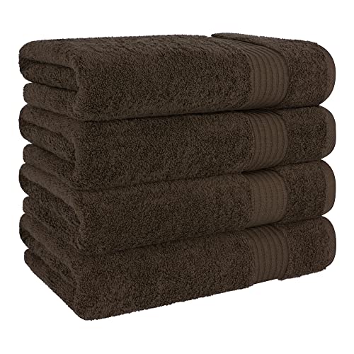 Cotton Paradise 100% Cotton Turkish Towel Set, Soft Absorbent Quick Dry, 4 Piece Bath Towel Set, Chocolate Brown - color: Chocolate Brown, size: 27"x54"