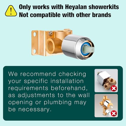 Heyalan 8 Inch Square Rain Shower Faucet Set with Valve, Polished Chrome | Female-thread 1/2-inch NPT connections, SUS304 shower head, brass rough-in valve, single-handle control Shower Set - color: Chrome, size: 8 Inch Square Shower Head