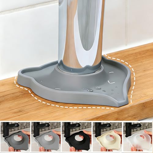 Compact Silicone Kitchen Sink Faucet Splash Proof Mat, Tap Water Diversion Splash Guard Drain Pad(Grey,2PCS) - color: Greyx2