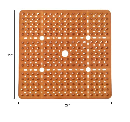 ENKOSI Large Square Shower Mat Non Slip - Bath Mats for Bathroom Non Slip for Shower - Shower Mats for Showers Anti Slip - Shower Grip Mat - Square Bath Mat - Large Shower Mat (Clear Brown 27x27) - color: Clear Brown