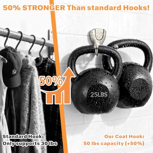 Coat Hooks Wall Mount: Flip Lid Conceals Screws & Double Hooks, Heavy Duty Wall Hooks, Damage-Resistant Clothing Design, Towel Hooks for Bathroom Living Room to Hang Coats Hats Keys (4, Silver) - color: Silver