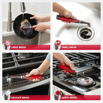 Rubbermaid Reveal Power Scrubber 18-Piece Kit, Cordless Electric Battery Powered Scrub Brush, Water Resistant, for Home/Kitchen/Bathroom/Grout/Tile/Shower/Tub - style: 18-Piece Kit