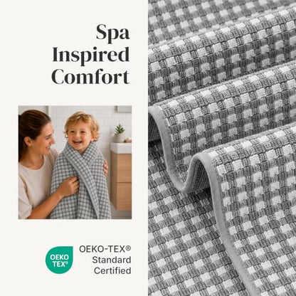 Modern Threads 6 Piece Cotton Bath Towel Set – Ultra Soft 600 GSM Towels – Bathroom Set with Hand Towels and Washcloths – Waffle (Silver Cloud) - color: Silver Cloud, style: Waffle