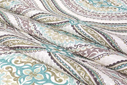 Serafina Home Hotel Quality Fabric Bathroom Shower Curtain: Modern Damask Paisley - Beige, Green and Taupe (72 x 70 inches) - color: Paisley