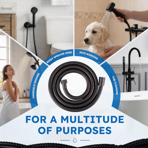 79" Shower Hose, Stainless Steel Shower Hose Extension, Oil Rubbed Bronze | Stainless Steel Material, Stretchable Design, Tangle-Free Design, Double Buckle Design, Handheld Shower Hose for Bathroom - color: Oil Rubbed Bronze, size: 79inch
