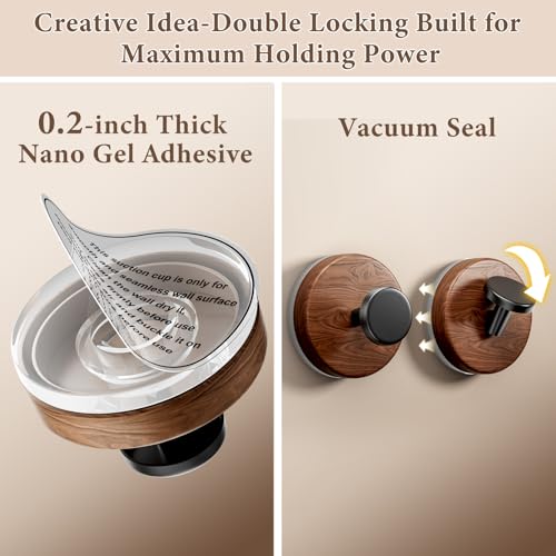 LAYUKI Suction Cup and Adhesive Tape Double Locking Hook,Wall Hook,Towel Hook, Shower Hook,for Bathroom,Kitchen,Loofah, Towel,Coat,Heavy Duty,Waterproof & Rustproof,Reusable(Dot Shape, 2 Counts)