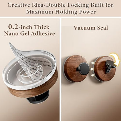 LAYUKI Suction Cup and Adhesive Tape Double Locking Hook,Wall Hook,Towel Hook, Shower Hook,for Bathroom,Kitchen,Loofah, Towel,Coat,Heavy Duty,Waterproof & Rustproof,Reusable(Dot Shape, 2 Counts)