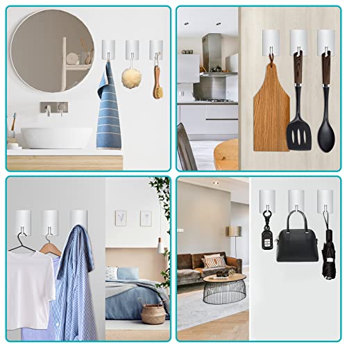 Adhesive Hooks Heavy Duty, Long Stainless Steel Self Adhesive Wall Hook, Sticky Towel Hangers for Kitchen Bathroom, Waterproof Stick on Door Hooks for Hanging Key Hat Coat 4Packs | Drill-free sticky hooks for kitchen, bathroom & door; hang towel, coat, ha