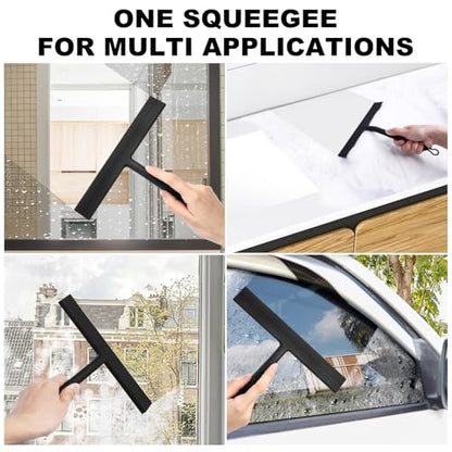 wlich 8 Inch Shower Squeegee, Silicone Squeegee for Glass Doors with 1 Hook | Streak-Free Cleaning, No-Drill Storage Hook, Non-Slip Handle, for Home, Hotel, Gym, Office Glass, Mirrors, Tiles, Windows - size: Squeegee with 1 Hooks