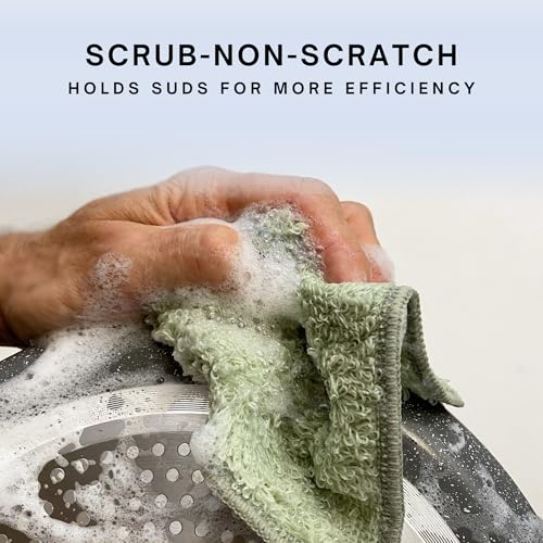 Dishcloths Kitchen Dishrag Cleaning Scrub Reusable 6pk 6x7in | Bamboo-Rayon, Absorbent, Scrub-Non-Scratch, Washable, Durable, Fast-Drying, Multi-Surface, Hand-Sized, Household Cleaning - color: Natural Solids, size: 6" x 7" -6 Pack