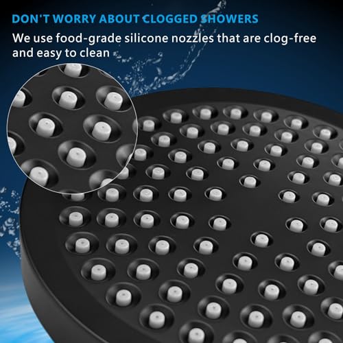High Pressure Rain Shower Head - High Flow Rainfall Showerhead - Luxury Modern Look - Pressure Boosting Bathroom Shower Heads (6 inches, Black) - color: Matte Black