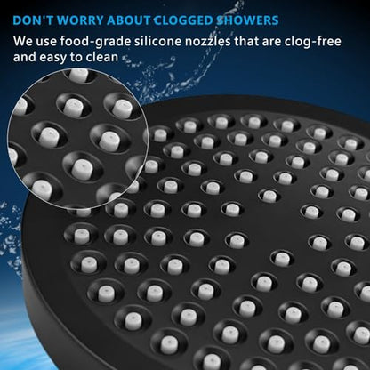 High Pressure Rain Shower Head - High Flow Rainfall Showerhead - Luxury Modern Look - Pressure Boosting Bathroom Shower Heads (6 inches, Black) - color: Matte Black