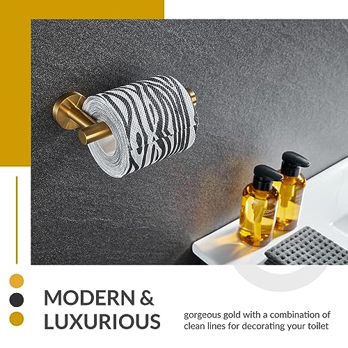 Toilet Paper Holder, Brushed Dark Gold, 304 Stainless Steel | Right-Side Open Design, One-Hand Roll Changes, Raised End Cap, Regular, Large & Mega Roll Fit, Guest Bathroom & Washroom Use - color: Brushed Dark Gold