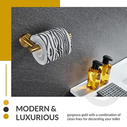 Toilet Paper Holder, Brushed Dark Gold, 304 Stainless Steel | Right-Side Open Design, One-Hand Roll Changes, Raised End Cap, Regular, Large & Mega Roll Fit, Guest Bathroom & Washroom Use - color: Brushed Dark Gold