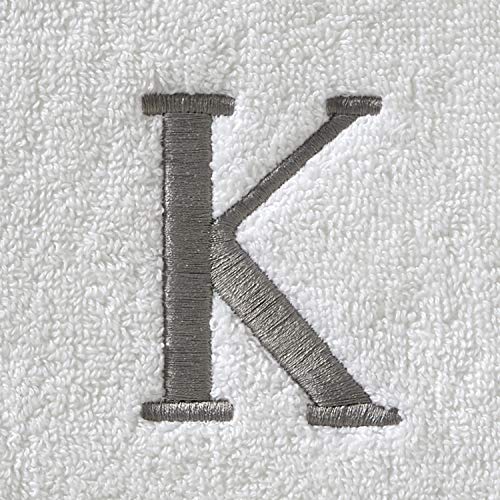 SKL Home Casual Monogram Hand Towel Set, K, 16x26, White 2 Count - color: Casual Monogram Hand Towel Set, size: Hand Towel Set, style: K